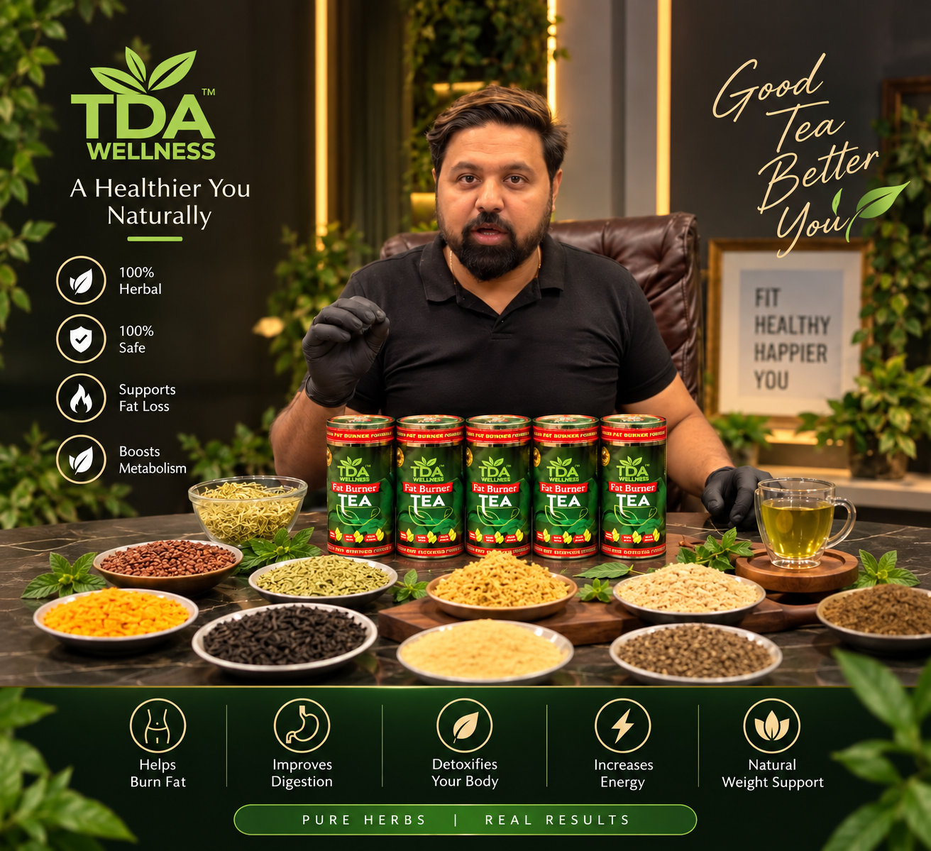 TDA Green Tea and Ayurvedic Herbal Wellness Cans Collection